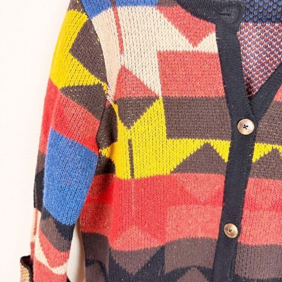 Sparrow Anthropologie Wool Blend Aztec Chunky Oversized Sweater Cardigan Large - Picture 3 of 7